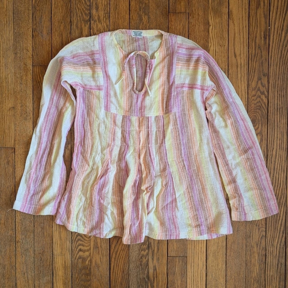 Vintage 70's Boho Hippie Long Sleeve Blouse Shirt